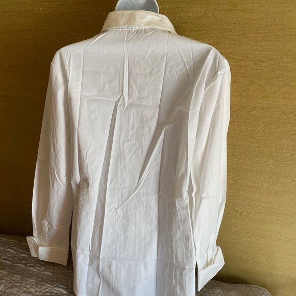 NEW Esabel C White Longsleeve Shirt w Polkadot Collar SZ L 10-12 French Cuffs - Picture 5 of 8